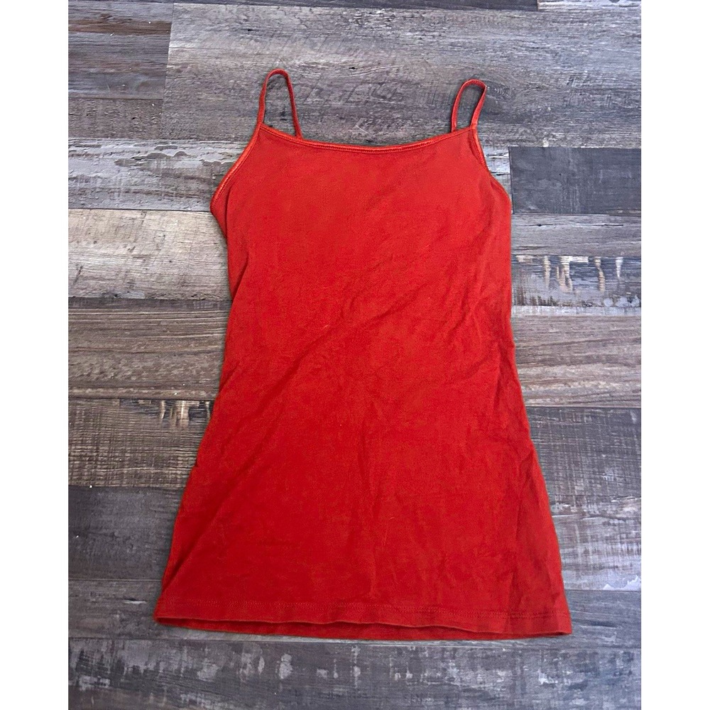 No Boundaries Women's Red Solid Cotton Knit Stretch Strap Camisole Tank Top XS